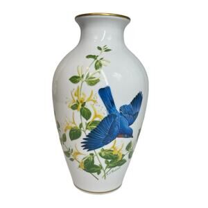 Franklin Mint 1985 The Bluebirds Of Summer A.J. Rudisill Vase Ltd 1st Ed W/ Cert